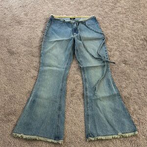 Stone washed no waistband Flare Jeans